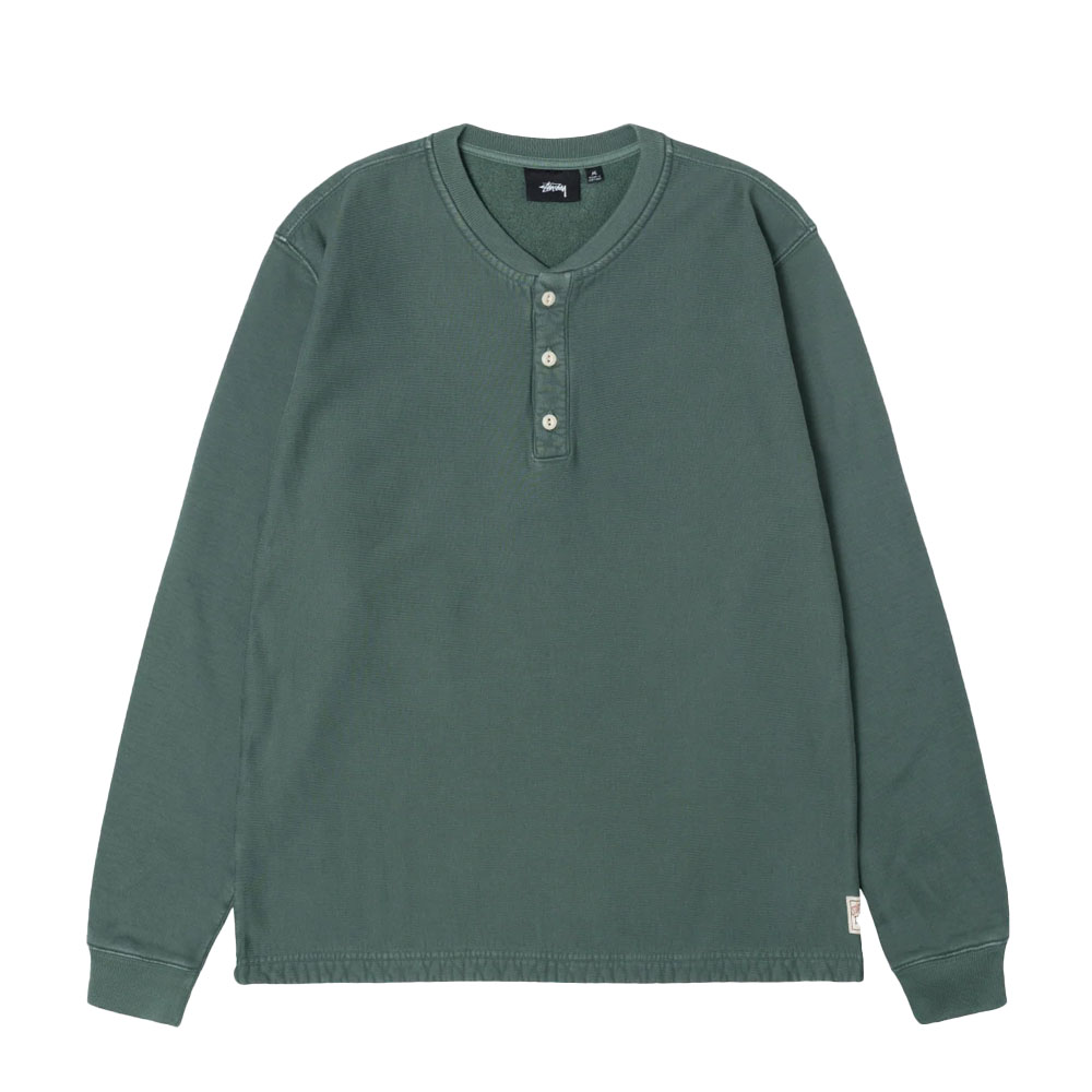 Open Hem Henley Fleece Dark Green
