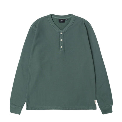 Open Hem Henley Fleece Dark Green