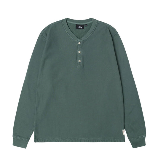 Open Hem Henley Fleece Dark Green