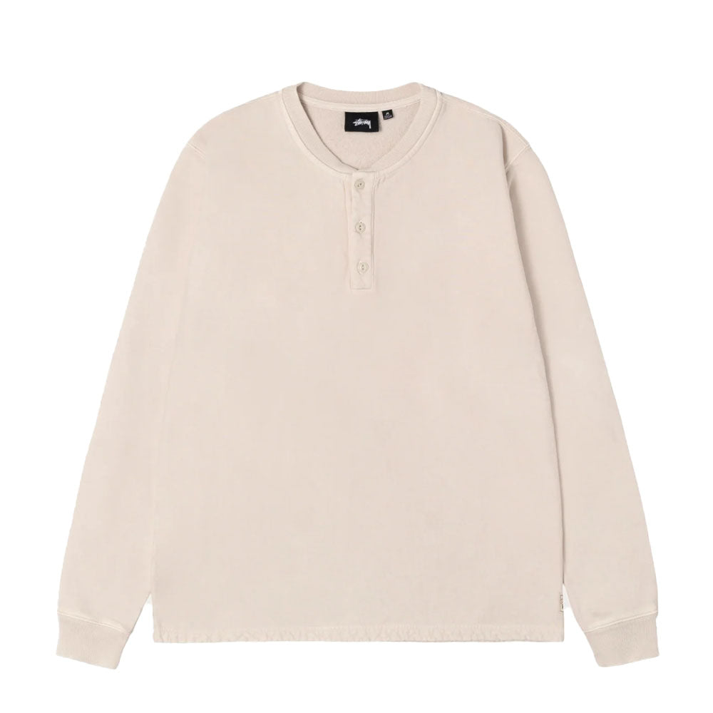 Open Hem Henley Fleece Cream