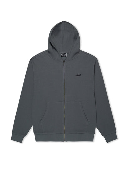 Castanza Waffle Zip Hood Black