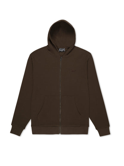Castanza Waffle Zip Hood  Brown