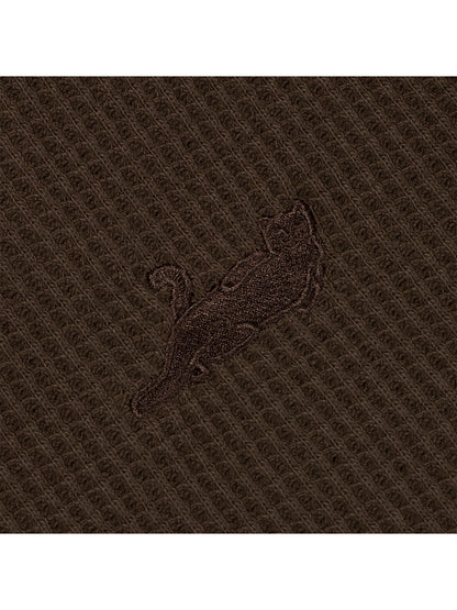 Castanza Waffle Zip Hood  Brown