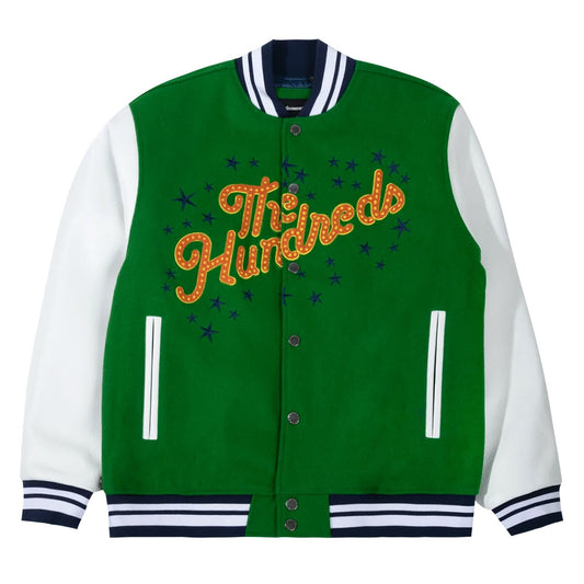 THE HUNDREDS LIGHTS VARSITY JACKET GREEN