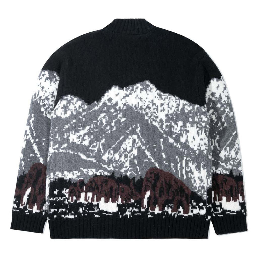 THE HUNDREDS RIDGELINE ZIP-UP SWEATER  BLACK