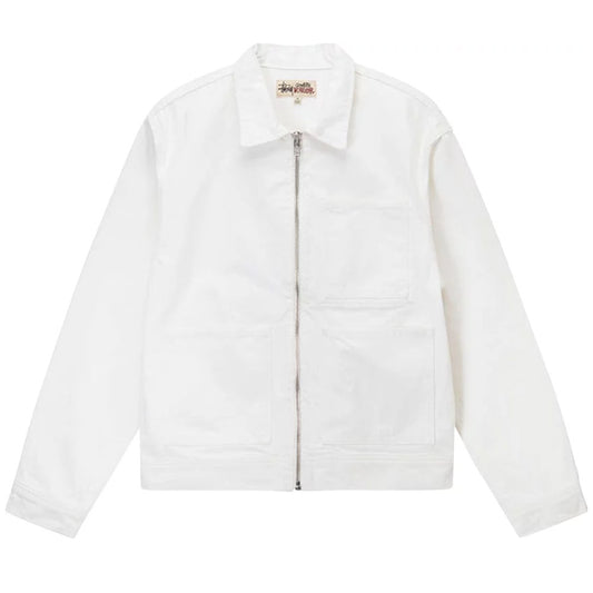 STUSSY OVERDYED ZIP WORK JACKET CREAM