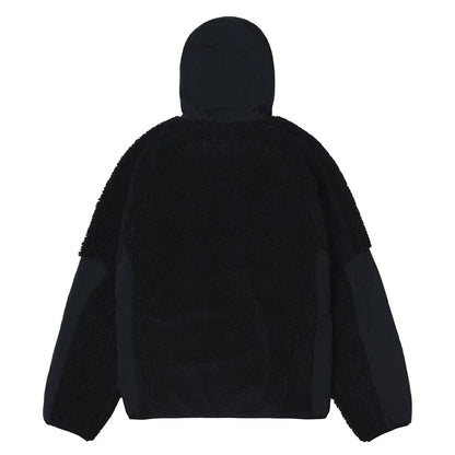 STUSSY SHERPA PANELED HOODED JACKET BLACK