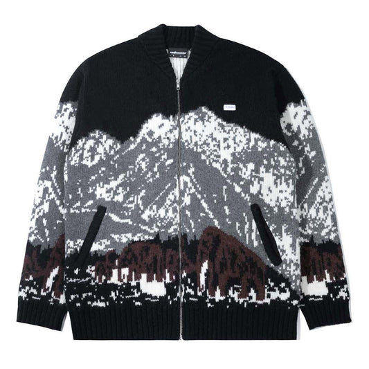 THE HUNDREDS RIDGELINE ZIP-UP SWEATER  BLACK