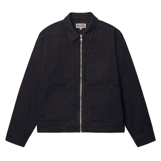 STUSSY OVERDYED ZIP WORK JACKET BLACK