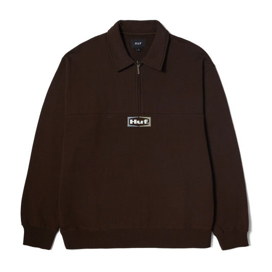 HUF SLATE QUARTER ZIP FLEECE  BROWN