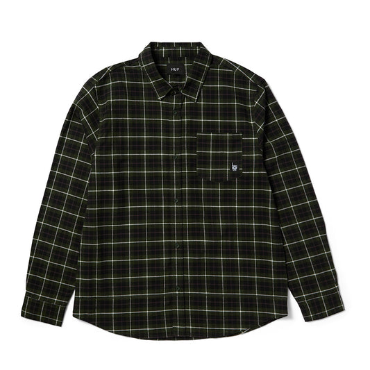 HUF MODAL LS PLAID SHIRT OLIVE