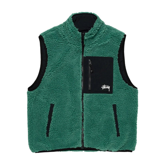 STUSSY SHERPA REVERSIBLE VEST TURQUOISE