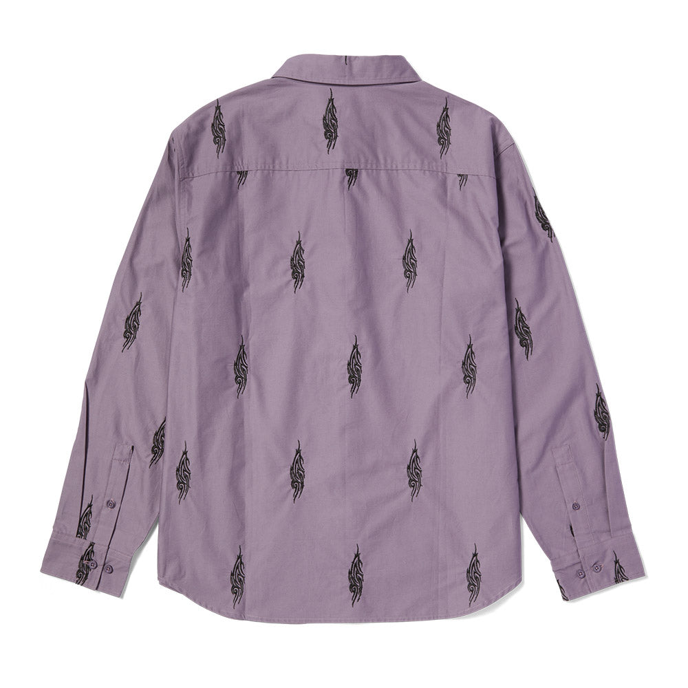 HUF LARKIN EMBROIDERED WORK SHIRT PURPLE