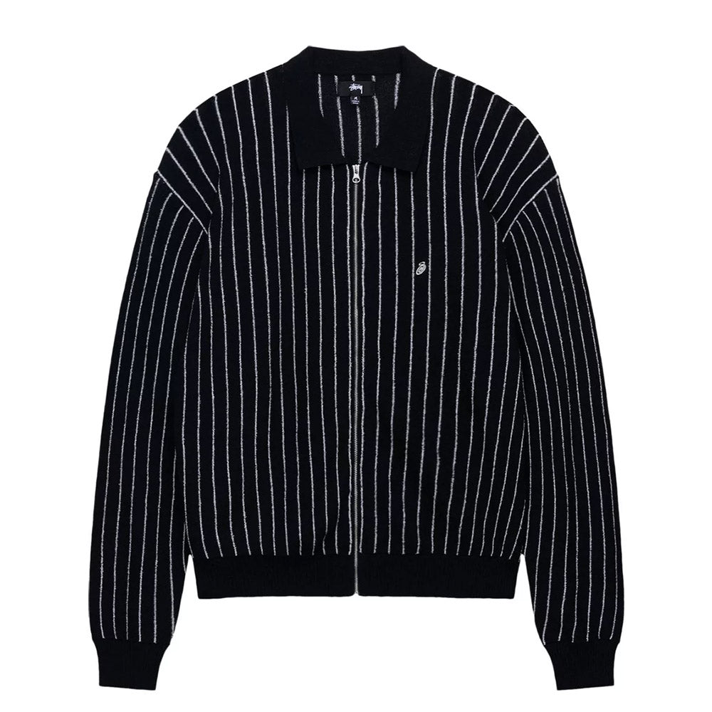 STUSSY LIGHT WEIGHT LS ZIP POLO BLACK