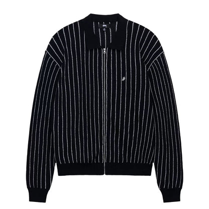 STUSSY LIGHT WEIGHT LS ZIP POLO BLACK