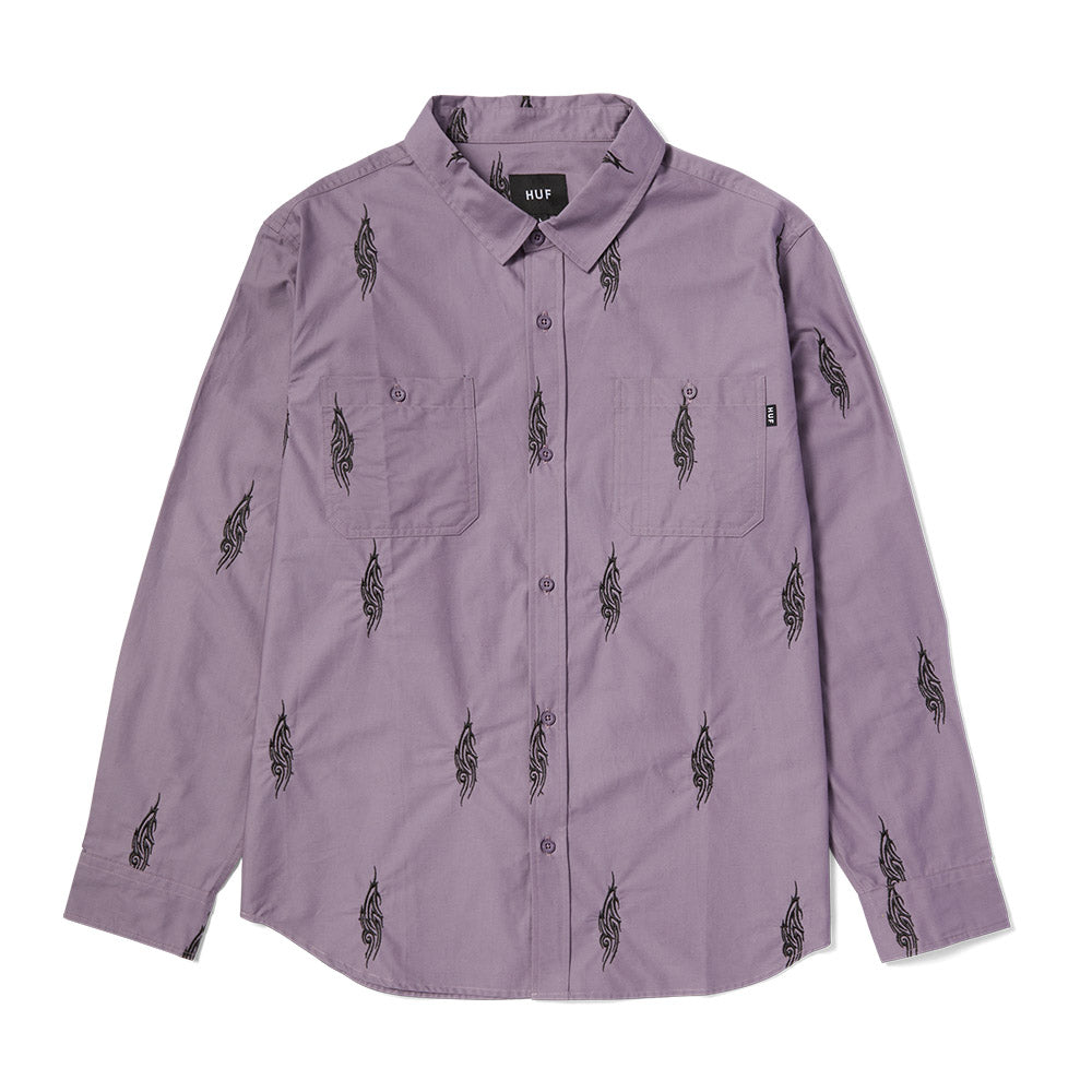 HUF LARKIN EMBROIDERED WORK SHIRT PURPLE