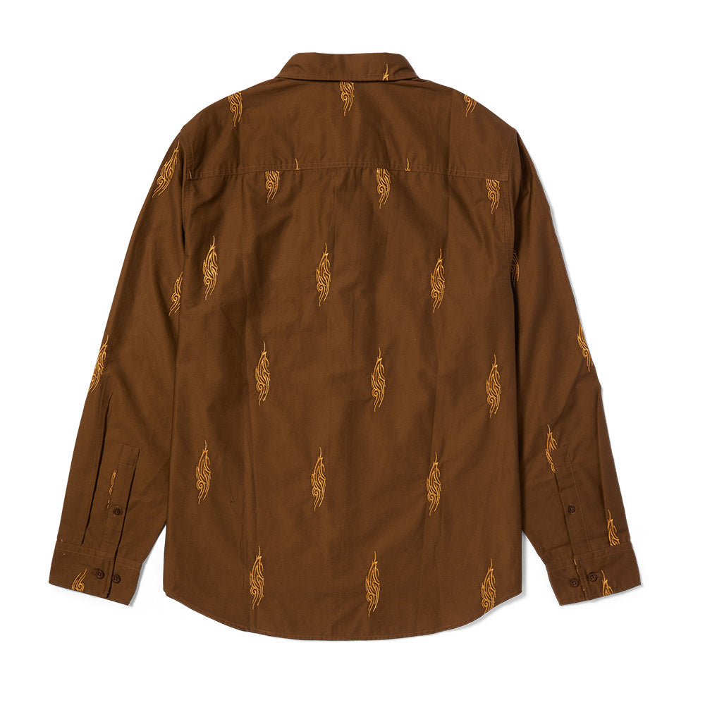 HUF LARKIN EMBROIDERED WORK SHIRT BROWN