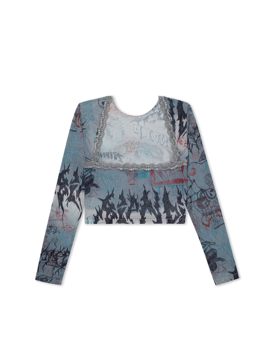 Marker Ls Mesh Crop Top Grey