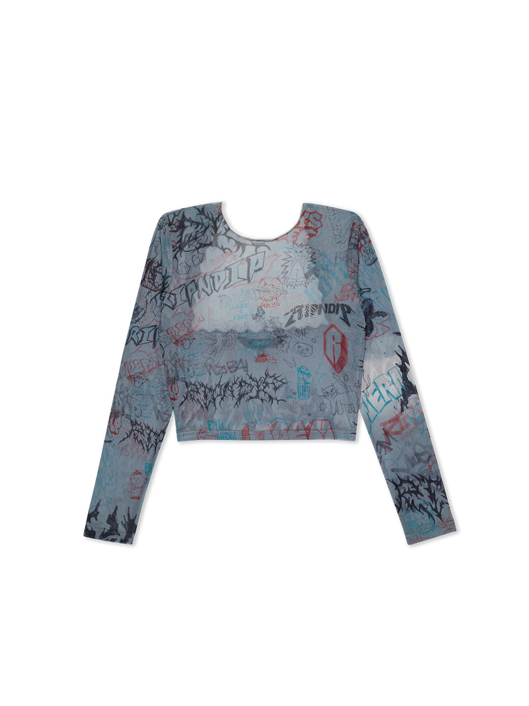 Marker Ls Mesh Crop Top Grey