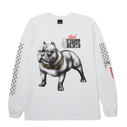 HUF 4 THE DAWGS LS TEE WHITE
