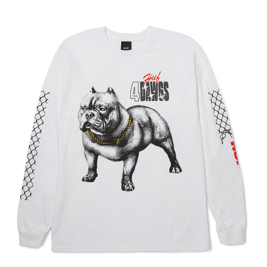 HUF 4 THE DAWGS LS TEE WHITE