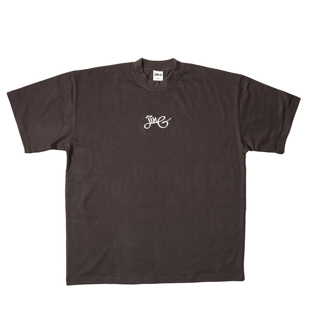 JIN-G SIGNATURE EMBROIDERED TEE CHARCOAL