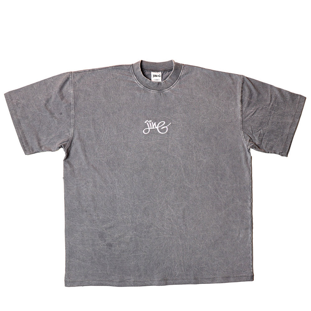 JIN-G SIGNATURE EMBROIDERED TEE WASHED GREY
