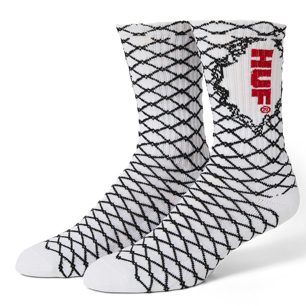 HUF BROKEN FENCE SOCK WHITE