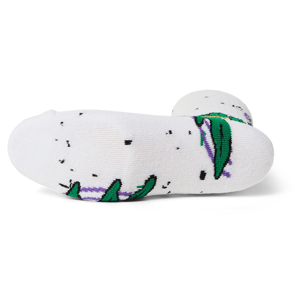 HUF GREEN BUDDY HYPNOSIS SOCK WHITE