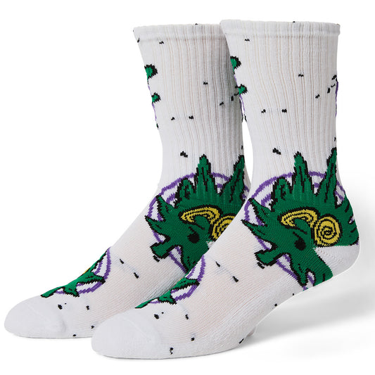 HUF GREEN BUDDY HYPNOSIS SOCK WHITE