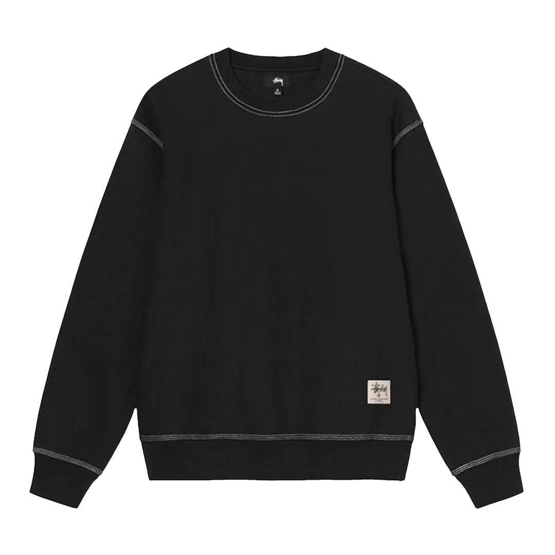 Contrast Stitch Label Crewneck Black