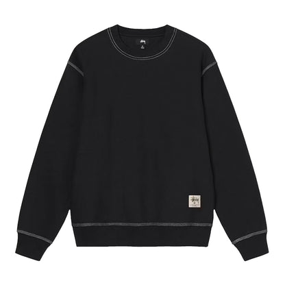 Contrast Stitch Label Crewneck Black