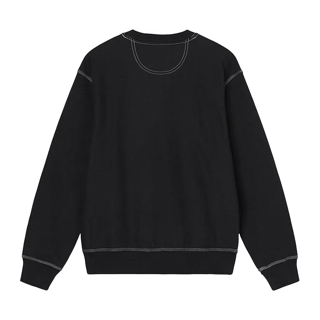 Contrast Stitch Label Crewneck Black