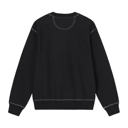 Contrast Stitch Label Crewneck Black